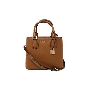 New Michael Kors MK ADELE MD MESSENGER Luggage Brown Leather Small Handbag